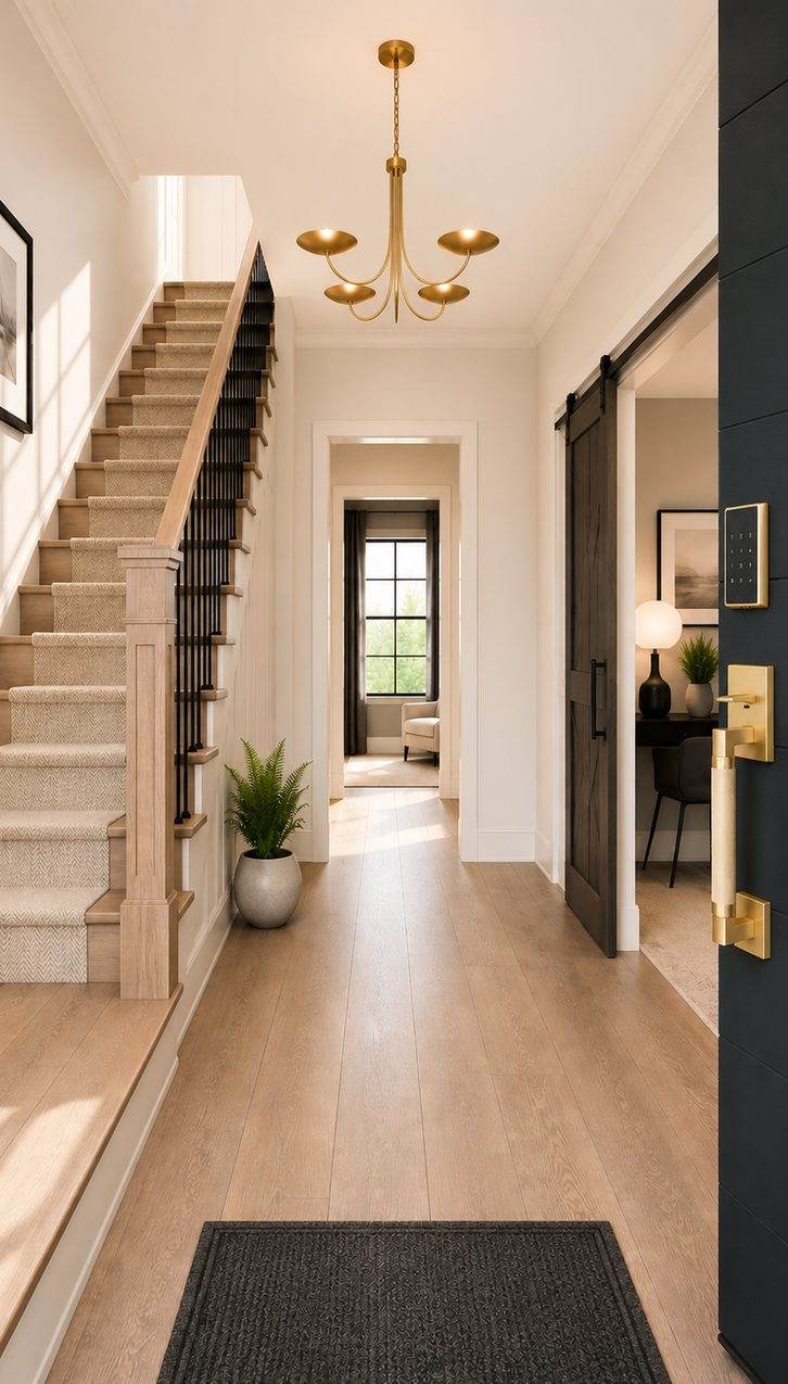 Conceptual rendering: Entry with open stair and 20-foot ceiling volume